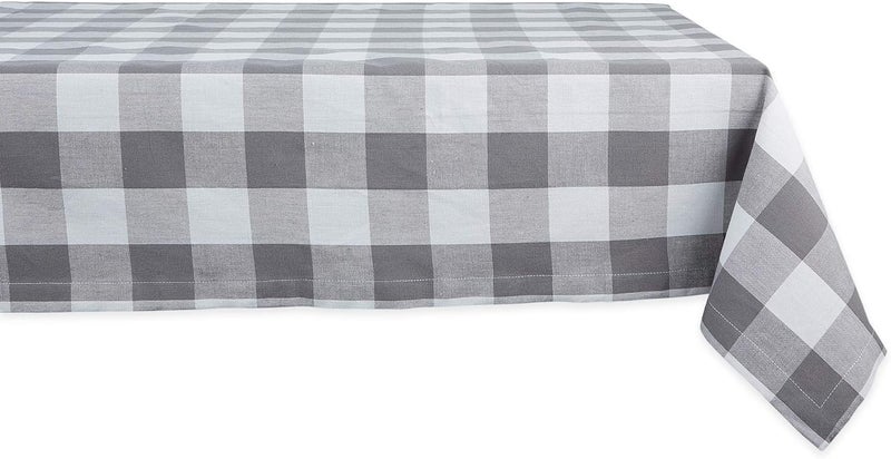 DII Buffalo Check Collection, Classic Farmhouse Tablecloth, 60 x 104, Gray & White - Image 1